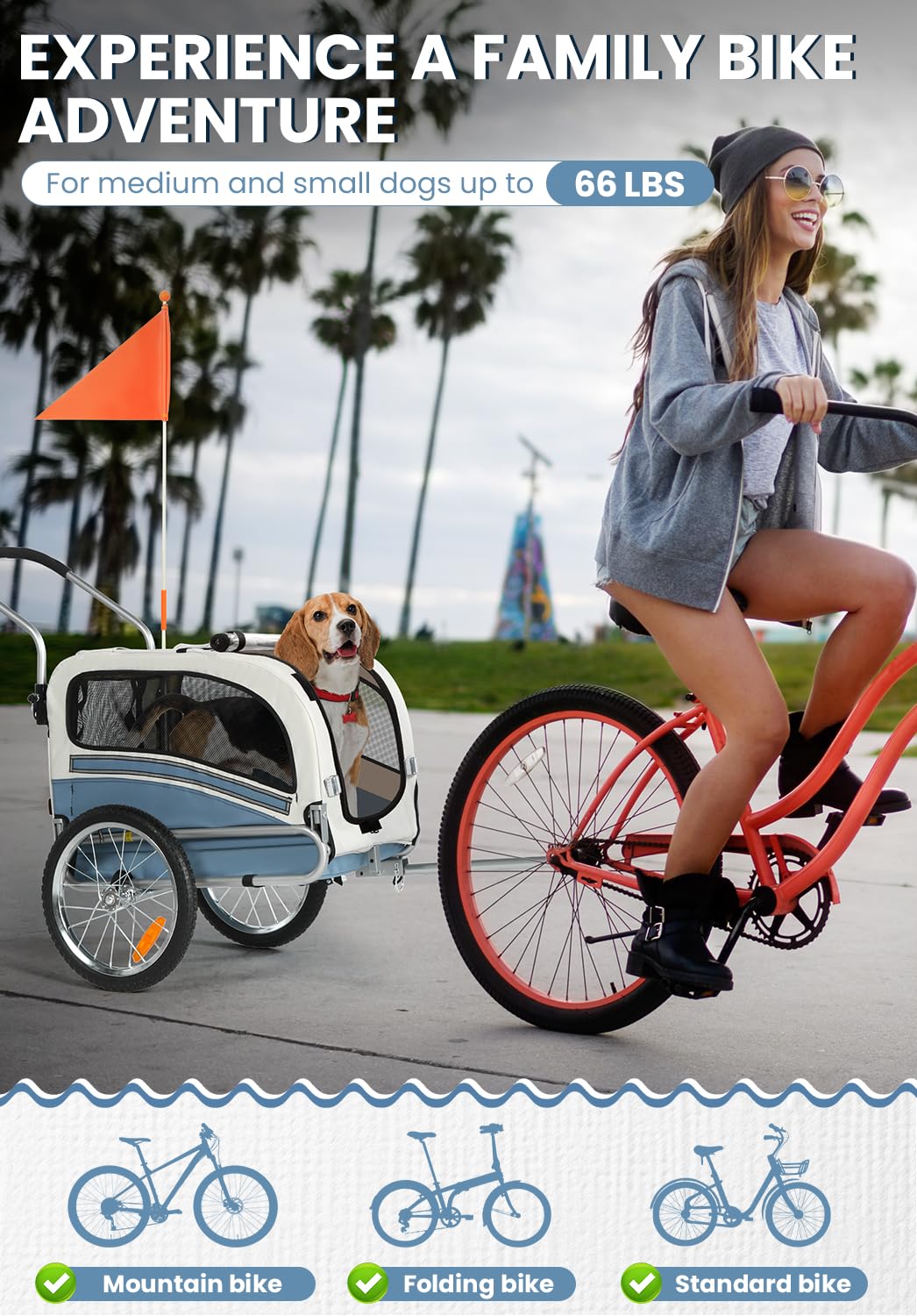 2 in 1 Pet Bicycle Trailer with 6" Stroller Wheel A10116