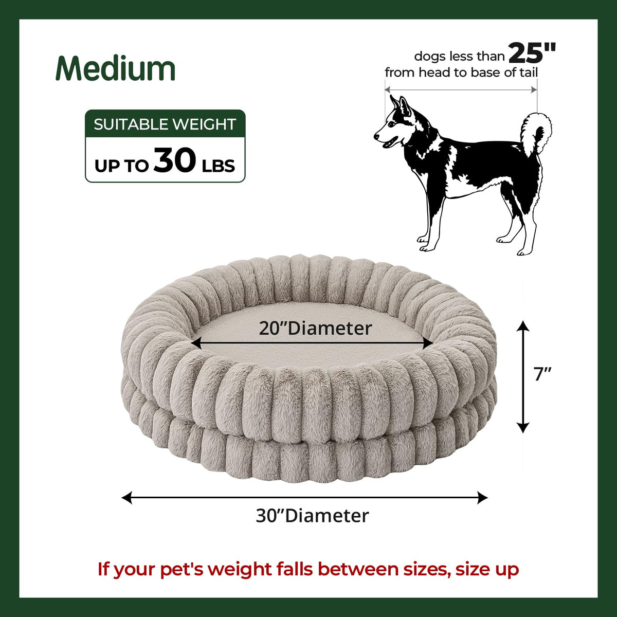 30 Inches Round Washable Dog Bed D1374