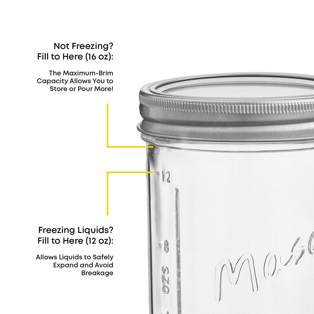 16 Oz 6-Pack Wide Mouth Glass Mason Jars with Lids M676997