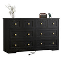 Black 8 Drawer Wood Dresser with Metal Handle K62868