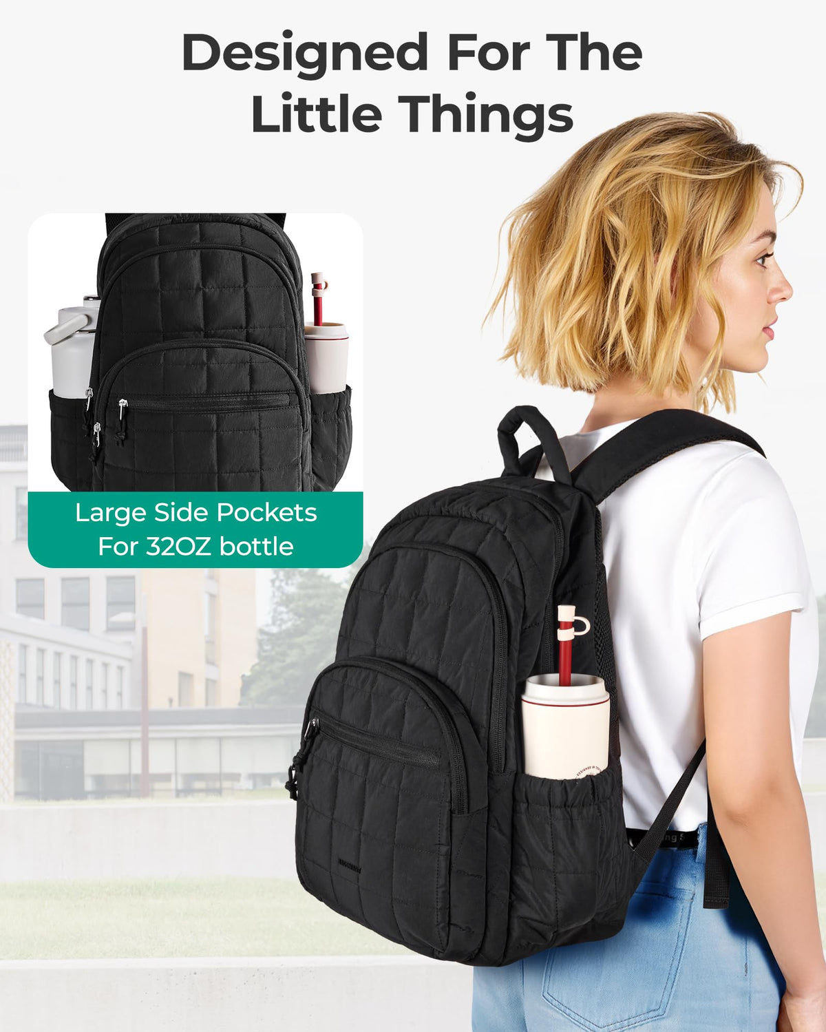 Black 15.6" Laptop Travel Backpack C418