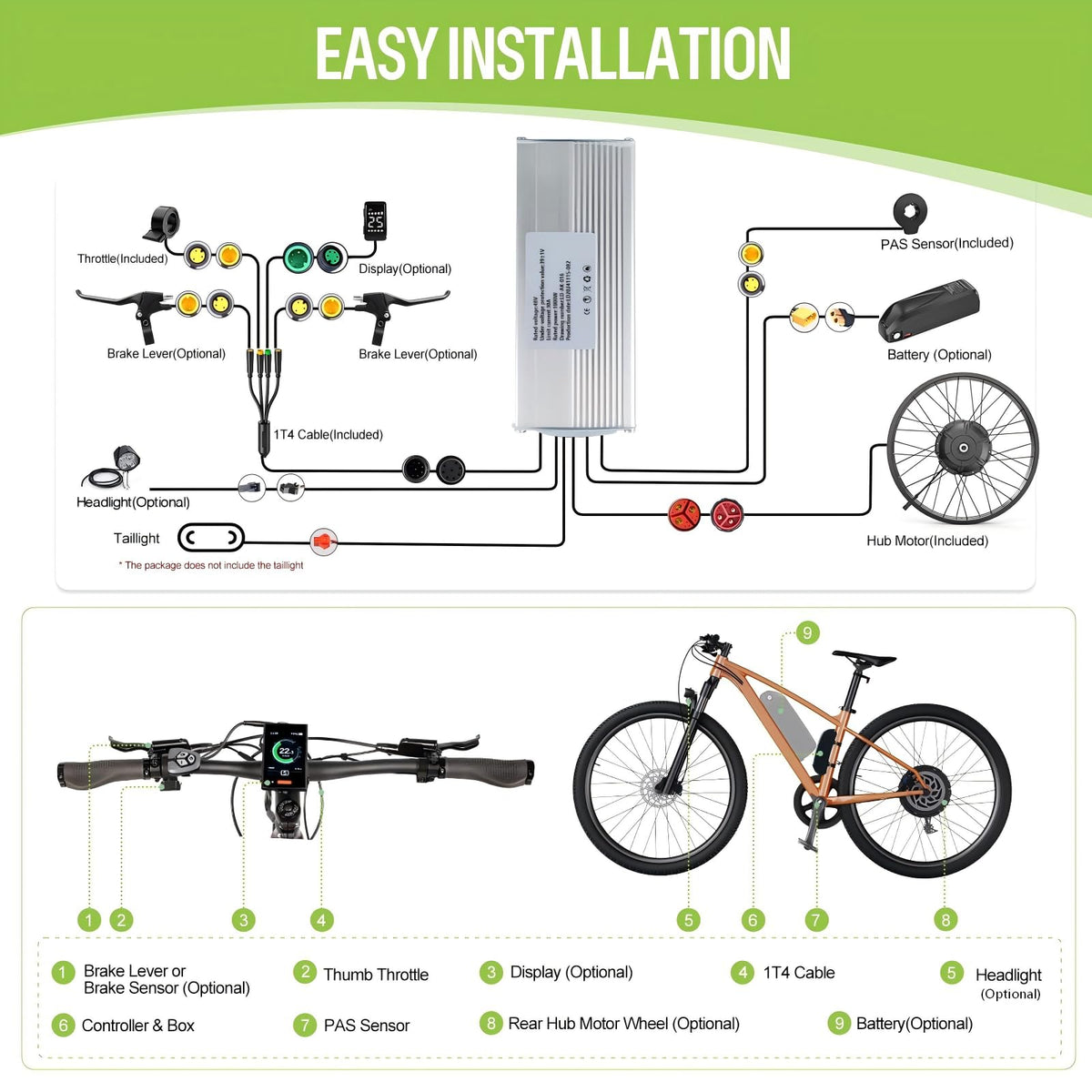 1000W Rear Hub Motor Fat Tire Ebike Conversion Kit E47373