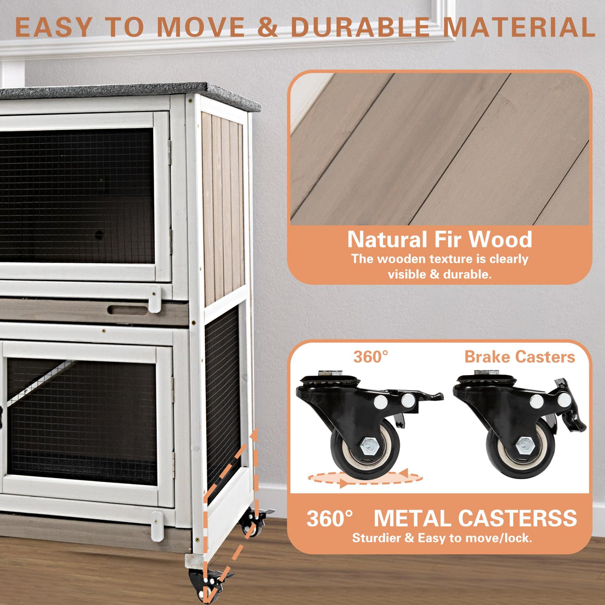 36" L 2-Story Rabbit Hutch on 4 Wheels Q994