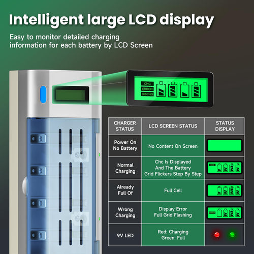 10000mAh Rechargeable D Batteries 6 Counts and Universal Battery Charger T634276