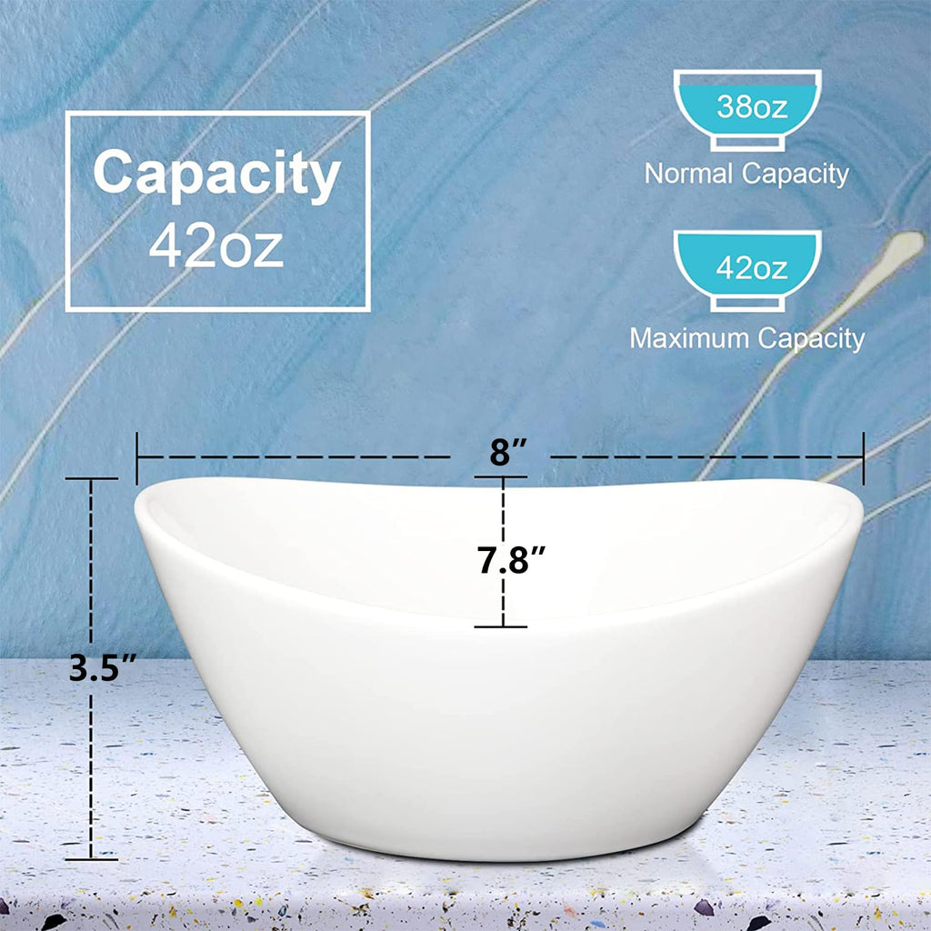 8 in White Ceramic Soup and Salad Bowls Set of 4 C5273