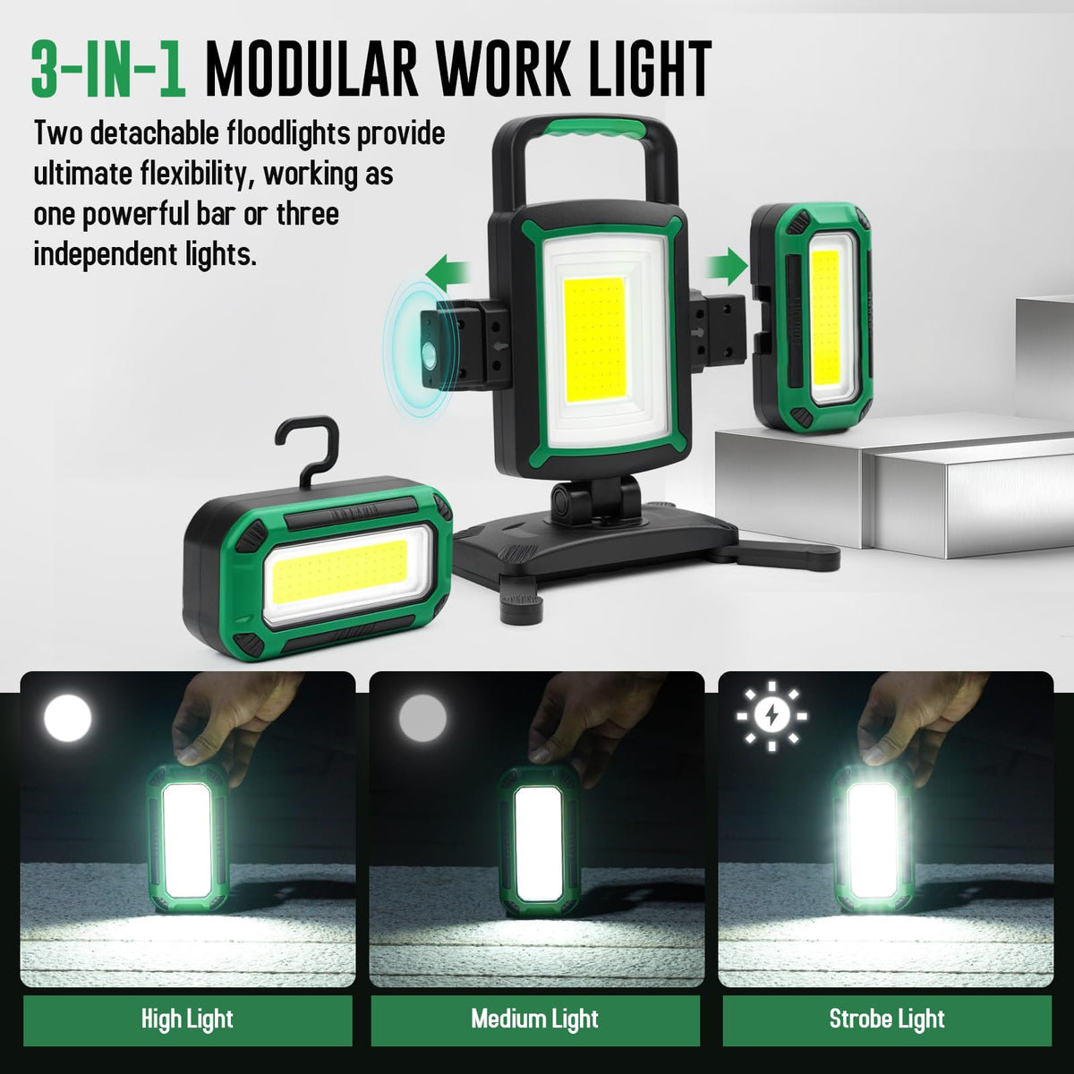 50W 5000LM Rechargeable Magnetic LED Work Light L1395