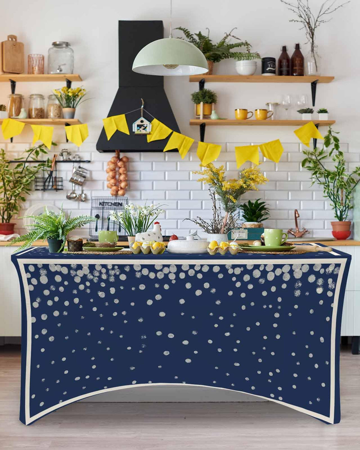 Silver Speckle Spandex Table Cloth for 6FT V4480