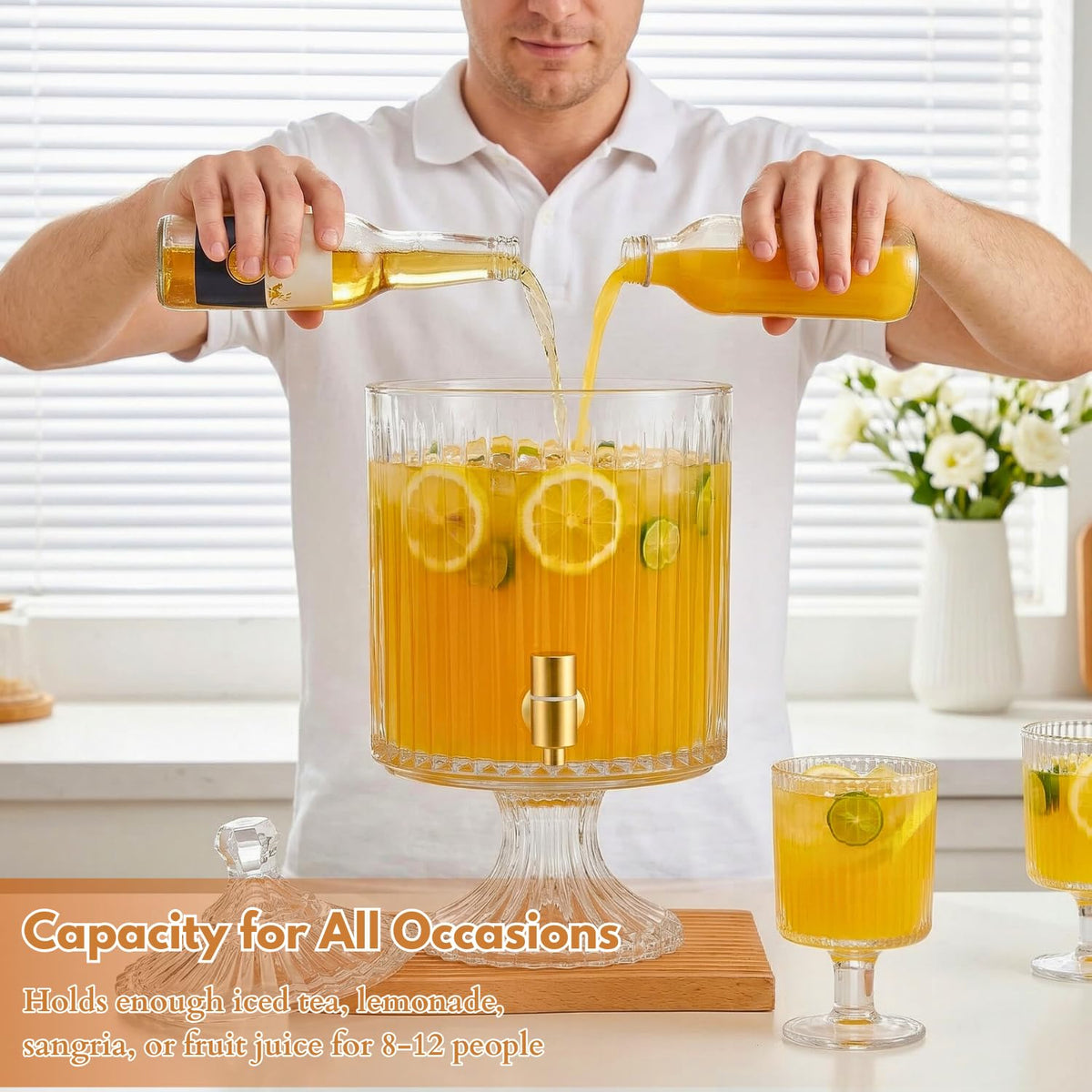 1.2 Gallon Clear Glass Drink Dispenser with Spigot E669