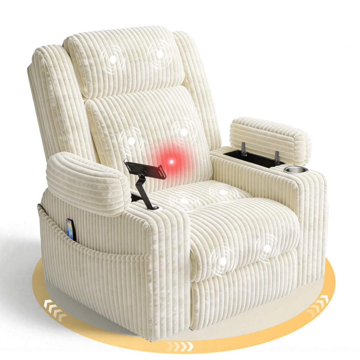 Oversized Swivel Rocker Recliner with Massage and Heat S5633