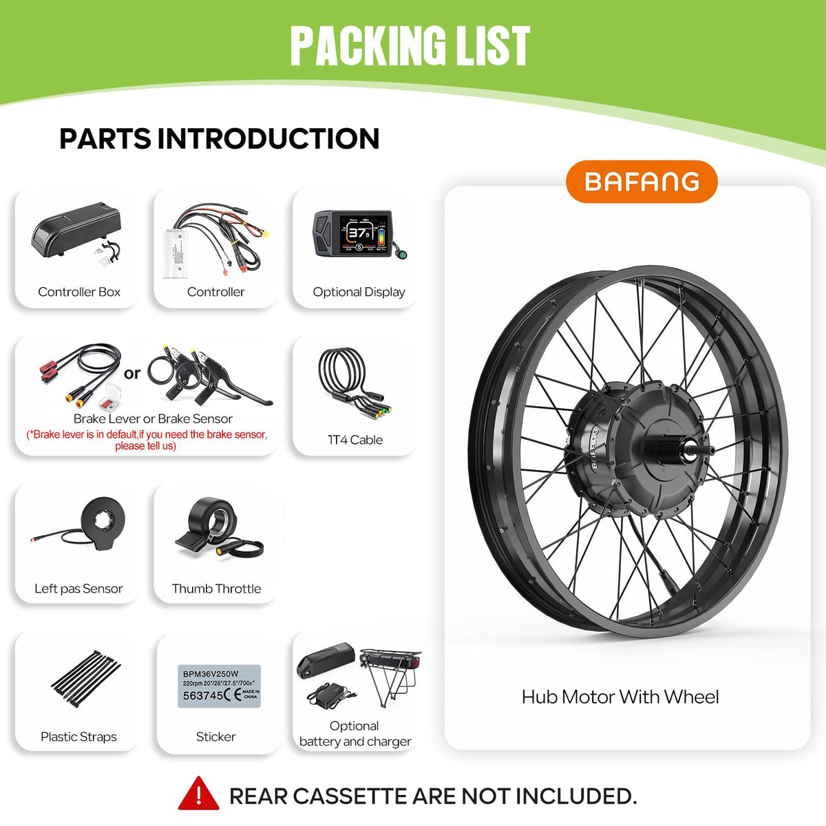1000W Rear Hub Motor Fat Tire Ebike Conversion Kit E47373