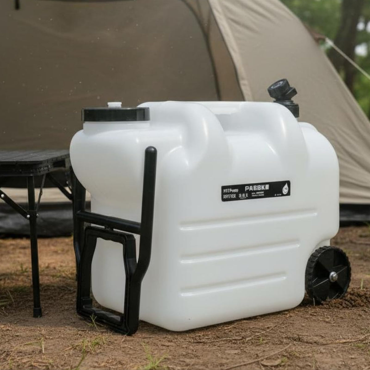 Portable Water Container with Faucet, Wheels, Black I1090