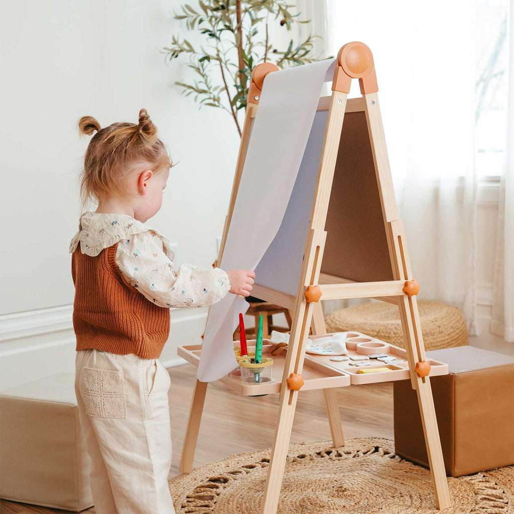 Foldable Wooden Art Easel with Chalkboard & Whiteboard R911926