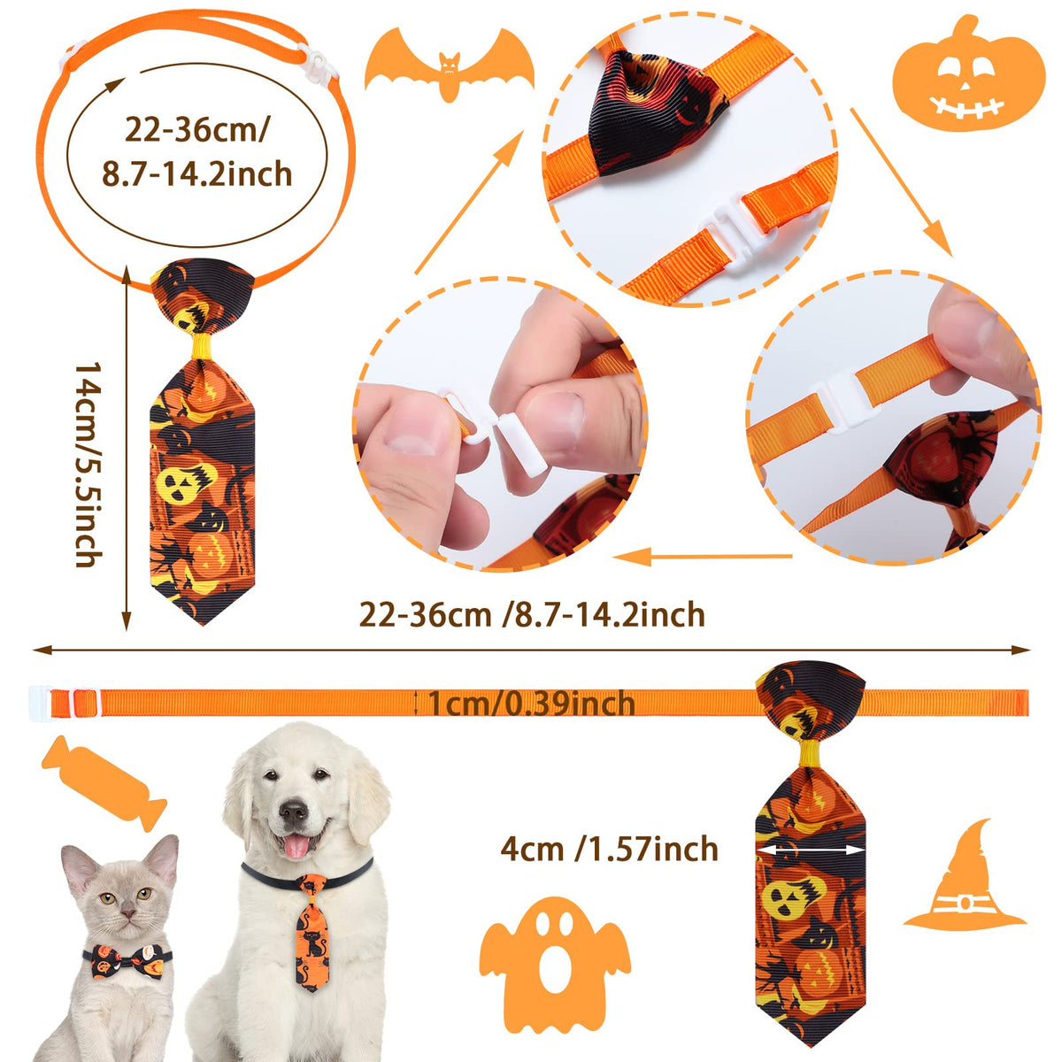 120 Pcs Halloween Dog Bow Ties X420