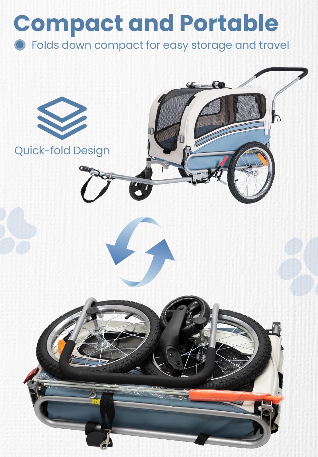 2 in 1 Pet Bicycle Trailer with 6" Stroller Wheel A10116