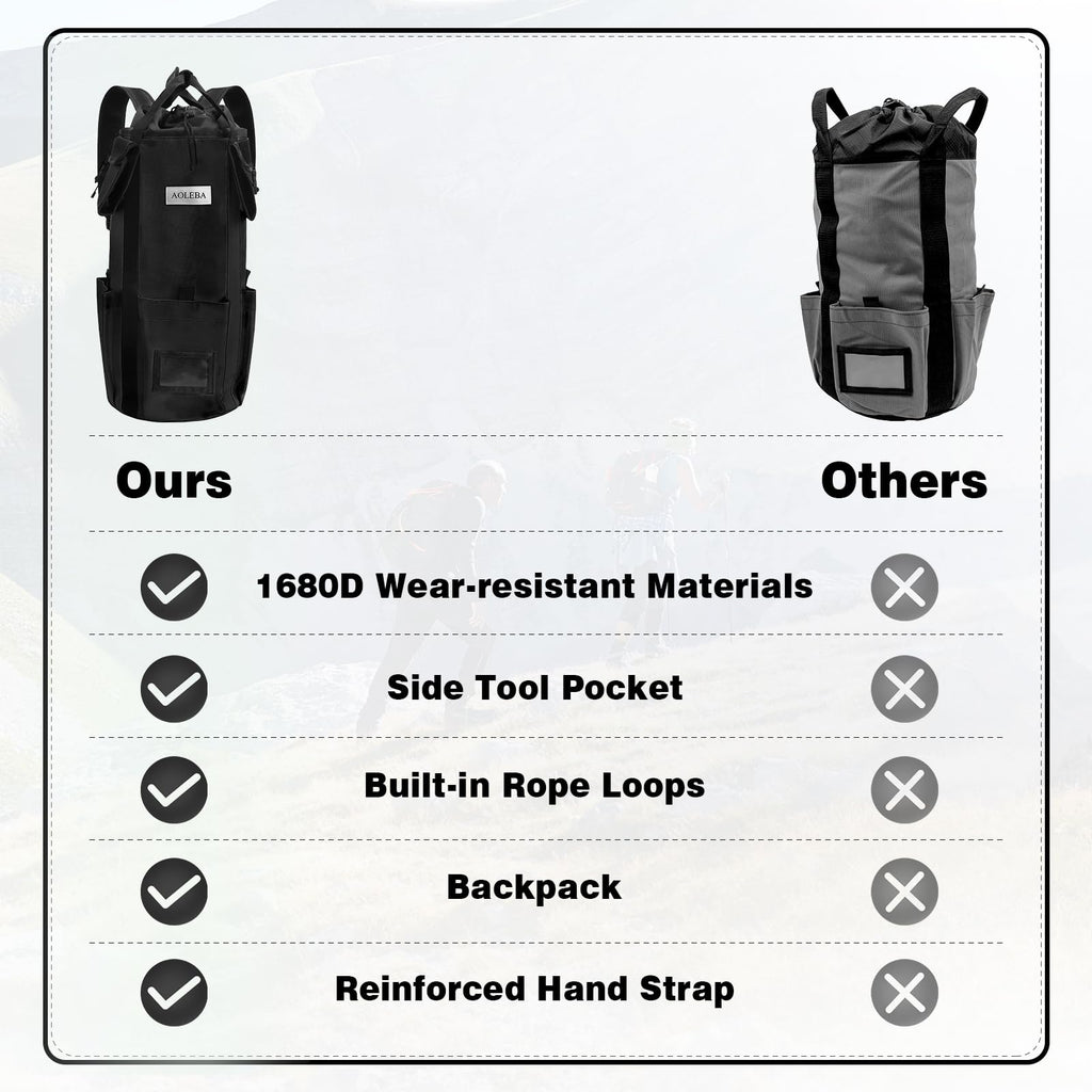 Arborist Rope Storage Bag Large Capacity 1680D Thicken Nylon with Hand Straps A47527