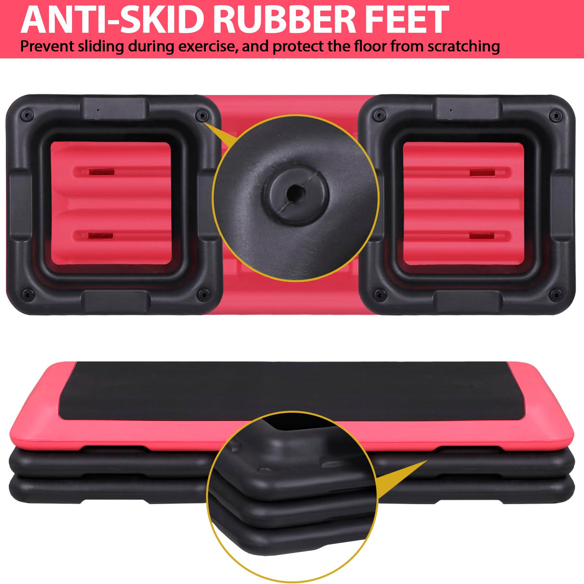 43" Adjustable Exercise Aerobic Step Platform with 4 Removable Risers F67080