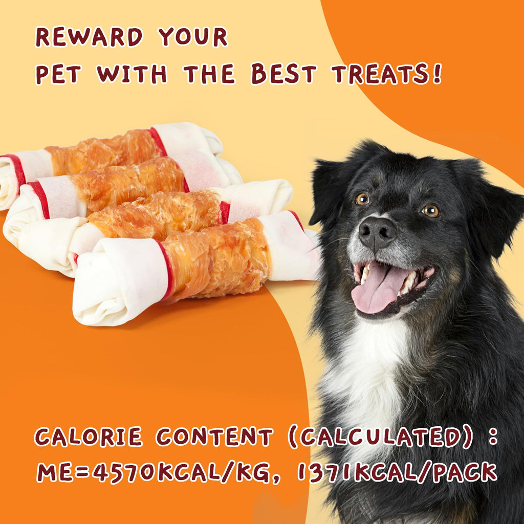 6.5" Chicken Wrapped Rawhide Knotted Bones, 2 lb (3 Packs) X596682