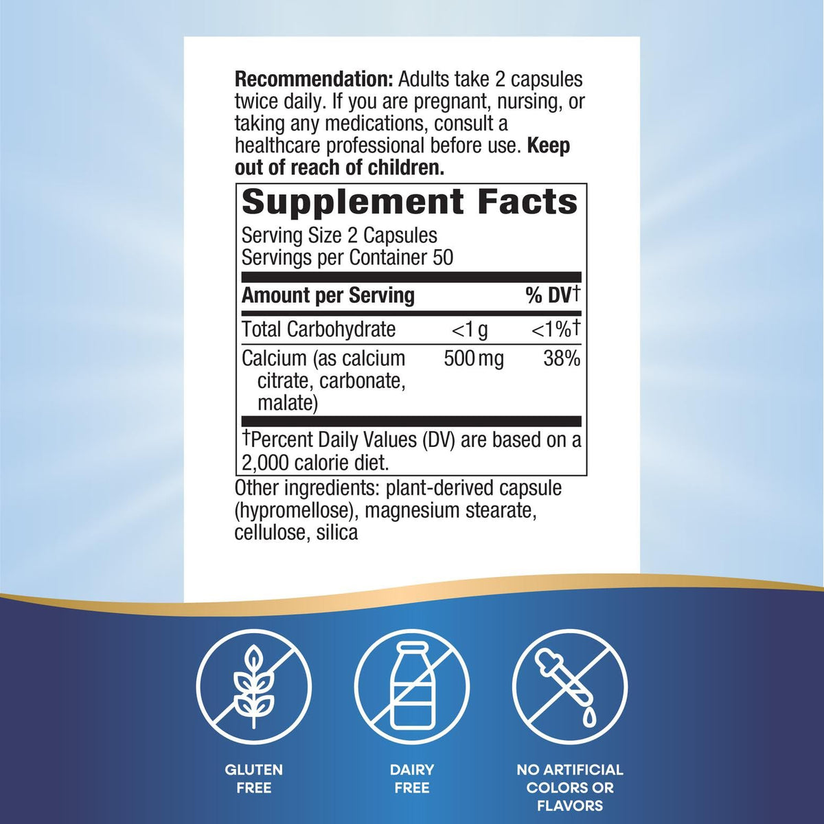 Calcium Magnesium & Zinc Mineral Complex 100 Capsules Q1101