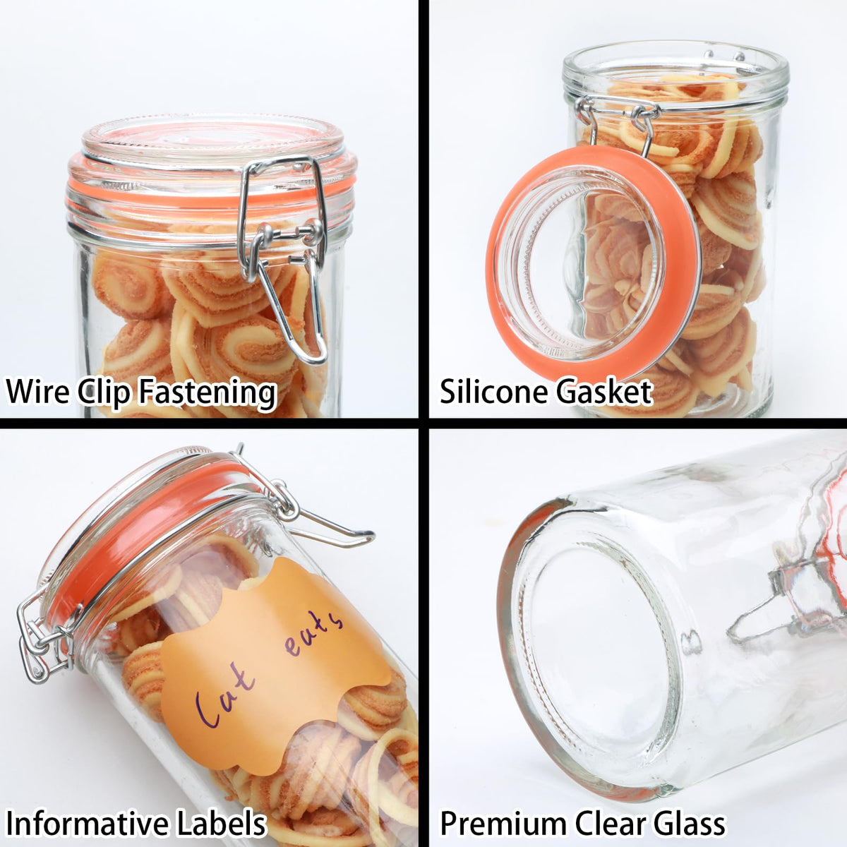 16 oz Glass Jars with Airtight Lid D5433