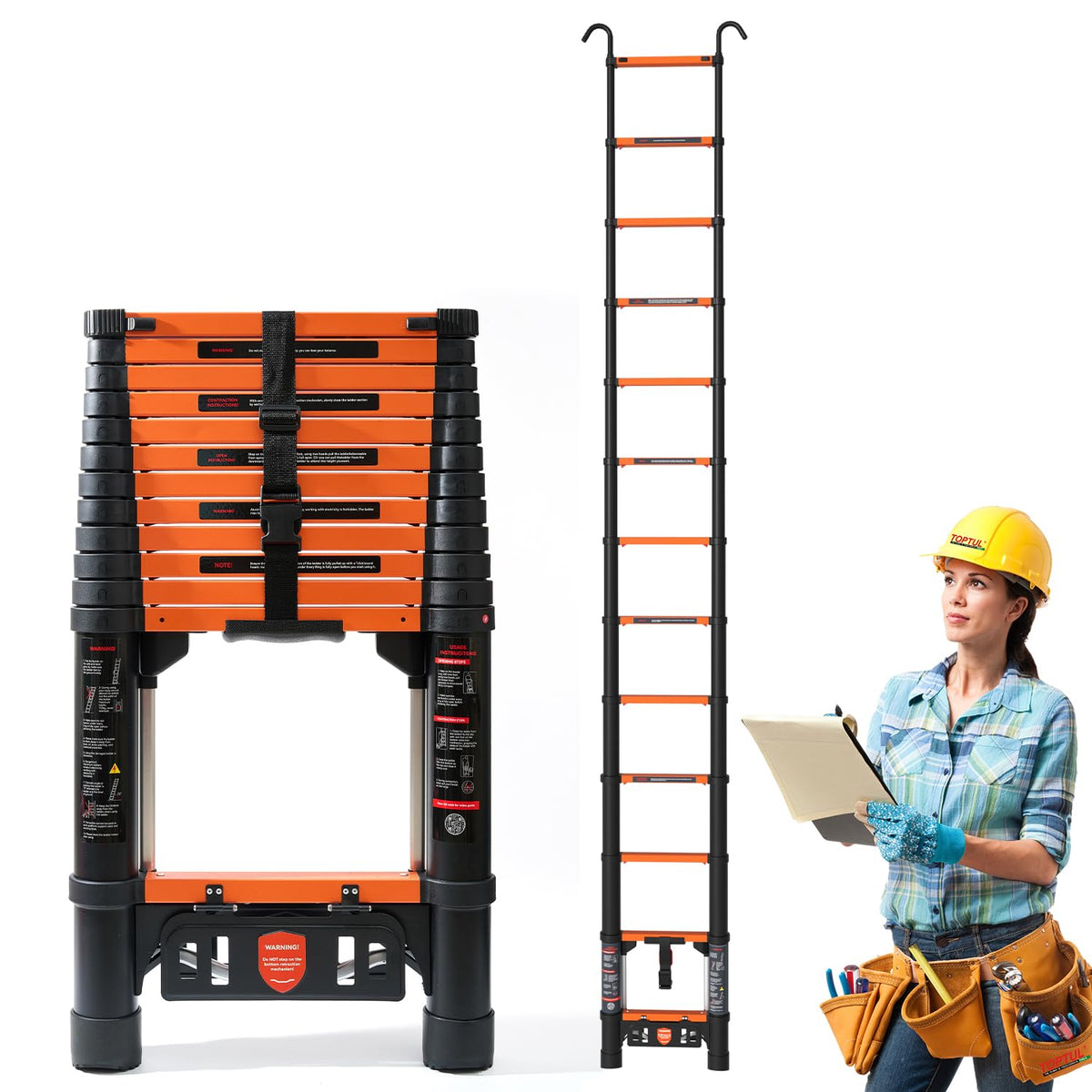 12.5 FT Aluminum Telescopic Ladder 330lbs U743995