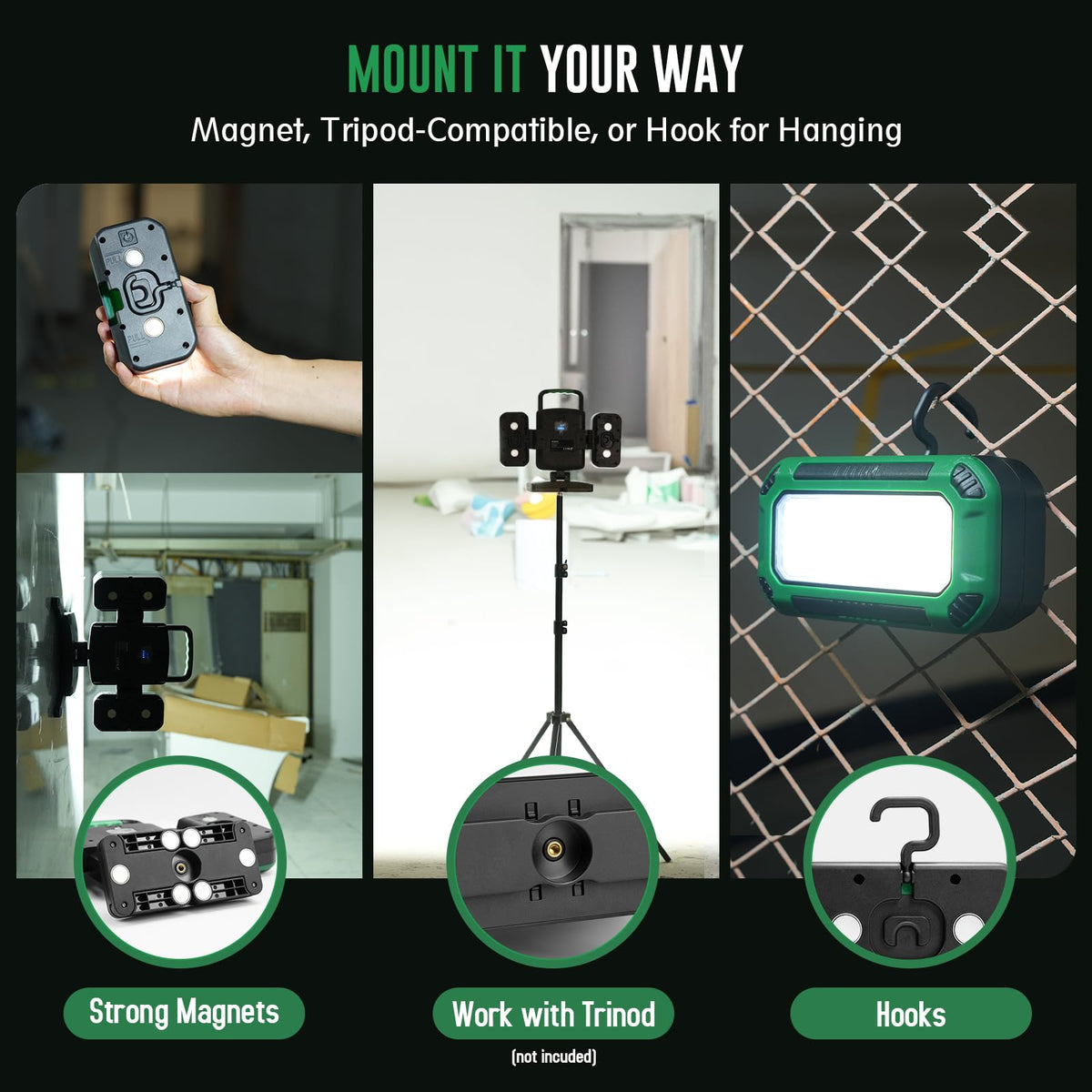 50W 5000LM Rechargeable Magnetic LED Work Light L1395
