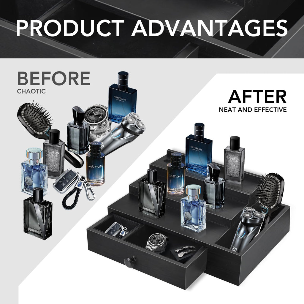 3 Tier Cologne Stand Organizer with Velvet Lining Drawer H20020