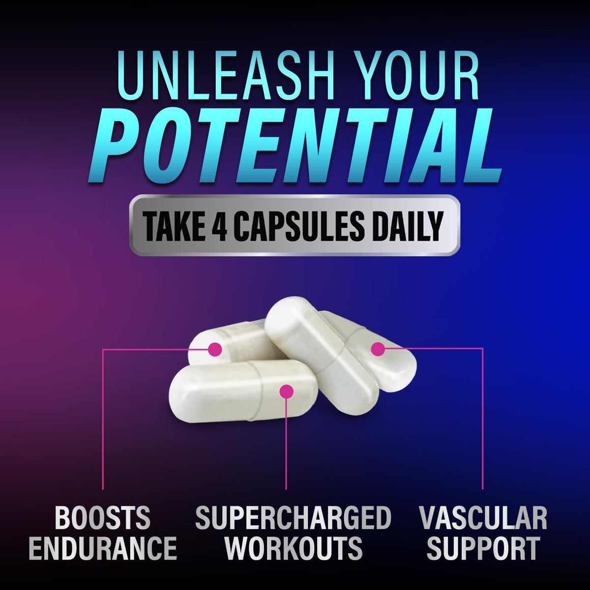 120 Capsules L-Arginine Citrulline Beta Alanine Nitric Oxide Booster U583511