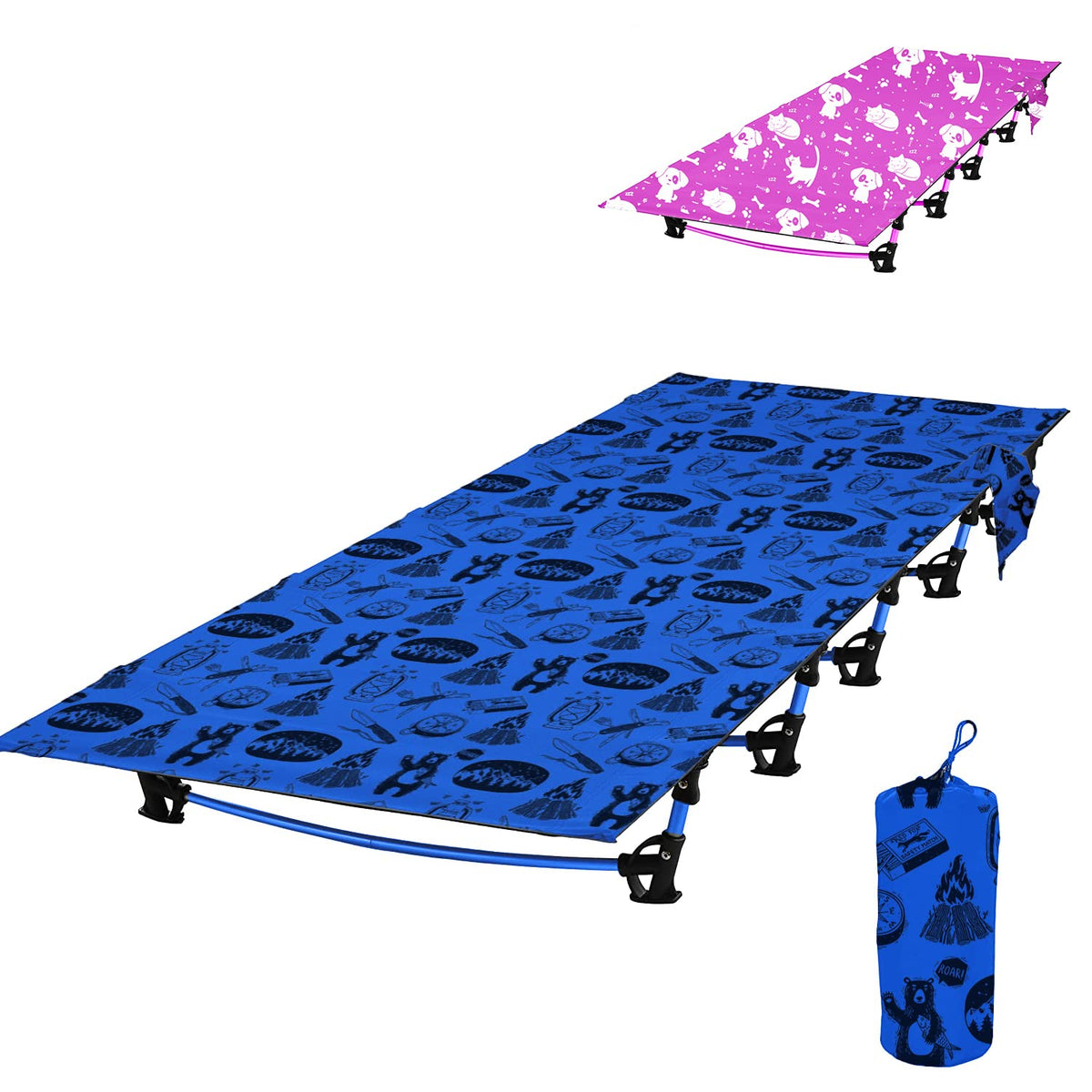 Blue Portable Folding Kids Camping Cot T690487