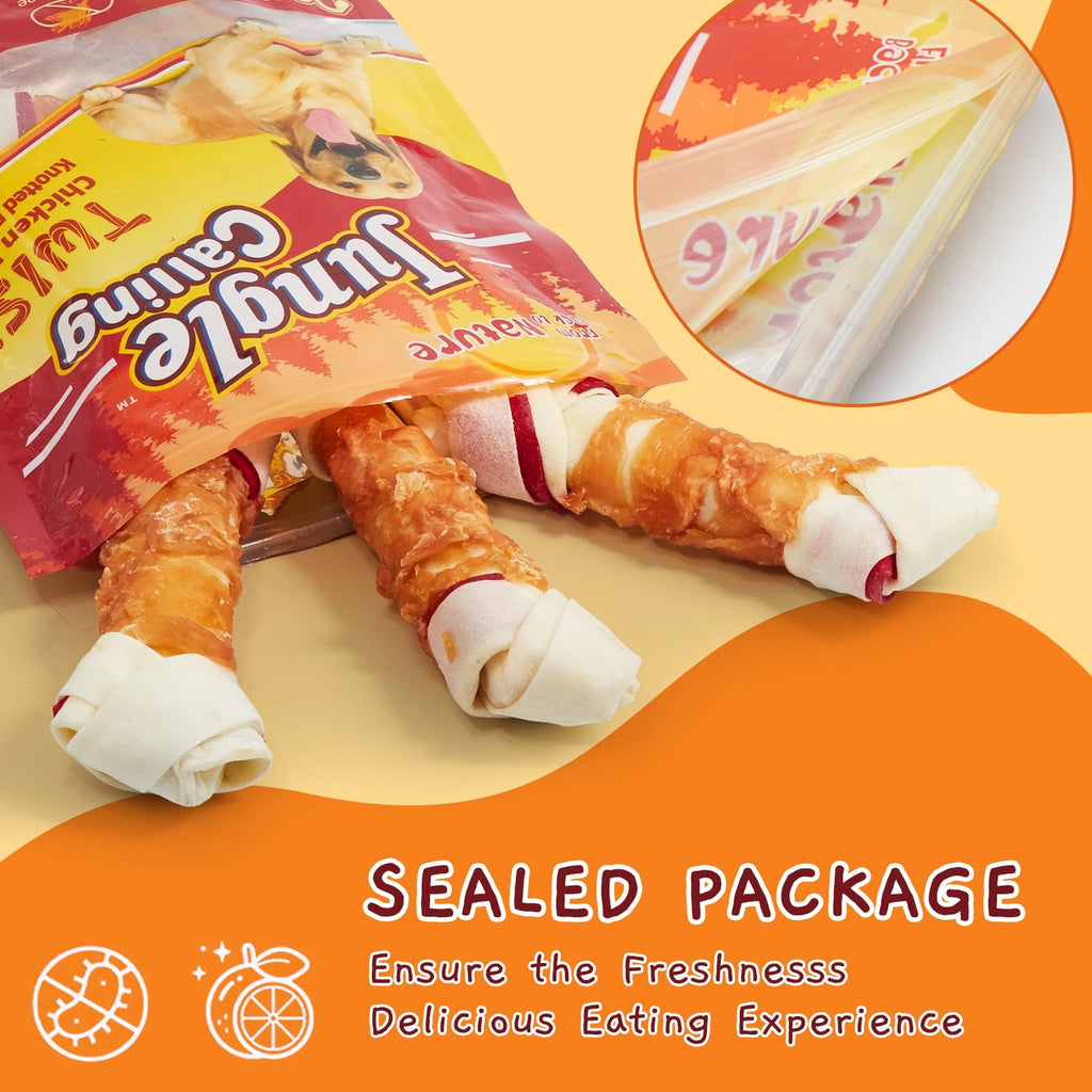 6.5" Chicken Wrapped Rawhide Knotted Bones, 2 lb (3 Packs) X596682
