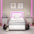White Twin Bed Frame with Storage Drawers and LED Lights Q62733