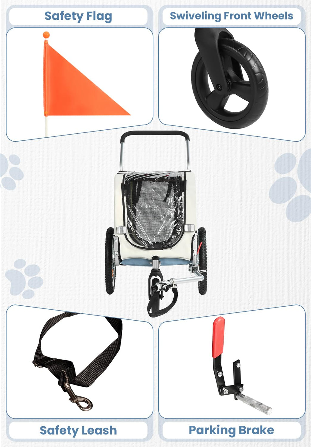 2 in 1 Pet Bicycle Trailer with 6" Stroller Wheel A10116