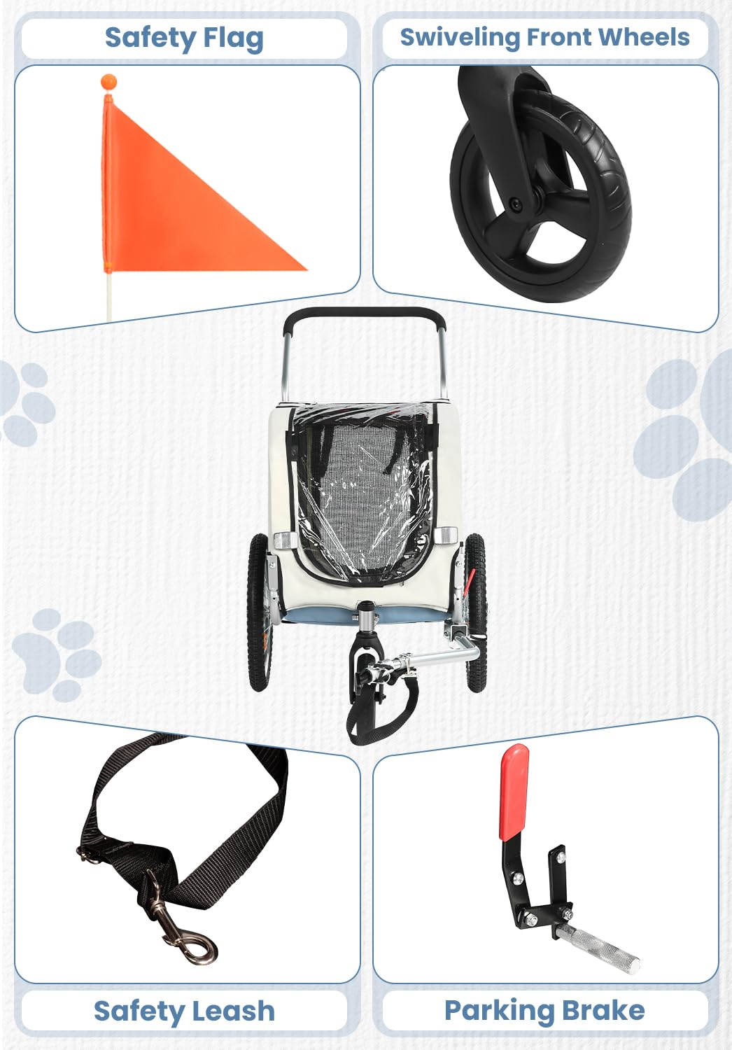 2 in 1 Pet Bicycle Trailer with 6" Stroller Wheel A10116