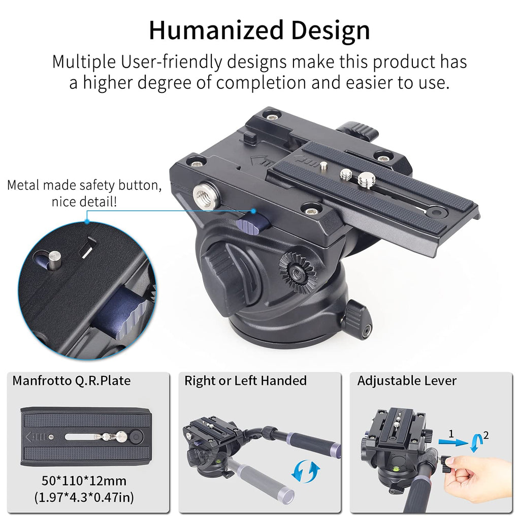 Heavy Duty Tripod Fluid Head with Sliding Plate O8266