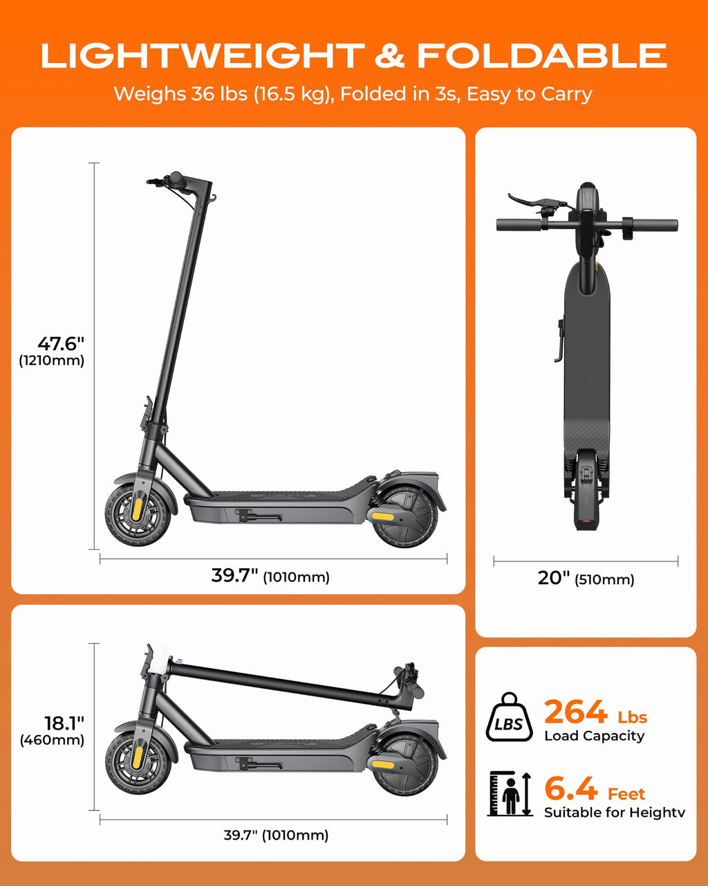 Electric Scooter for Adults 600W-1000W 20MPH Foldable F98024