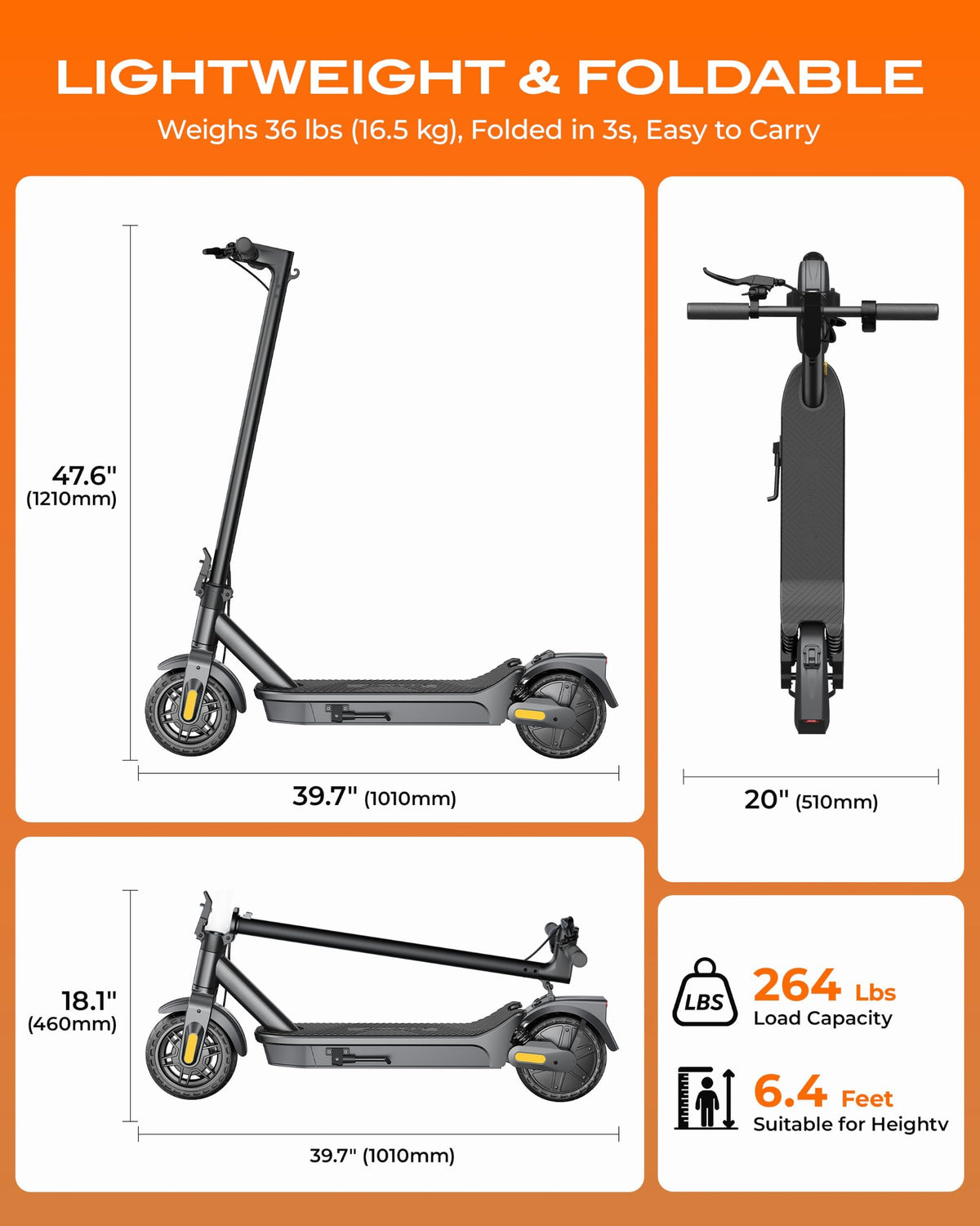 Electric Scooter for Adults 600W-1000W 20MPH Foldable F98024