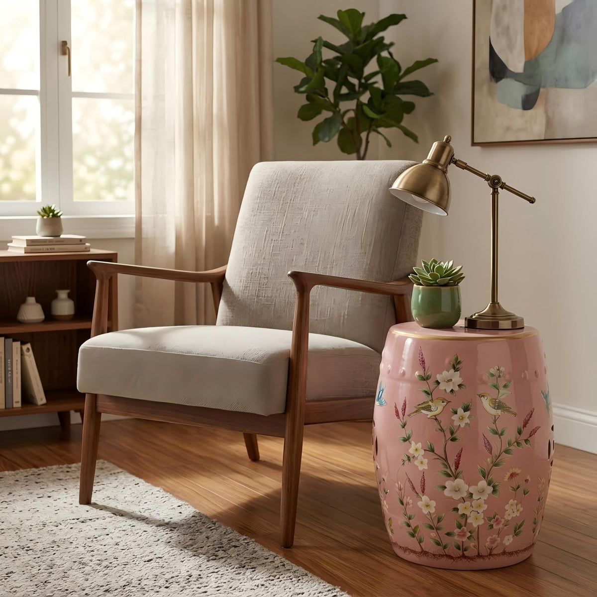 Hand-Painted Ceramic Garden Stool Y585