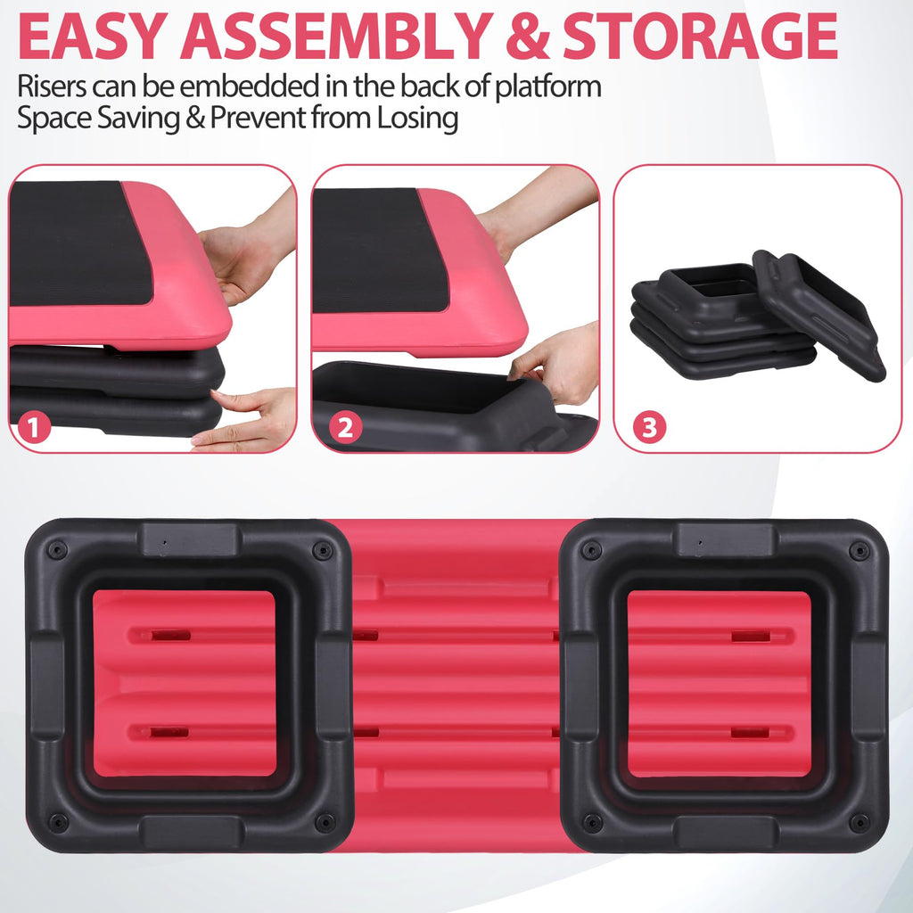 43" Adjustable Exercise Aerobic Step Platform with 4 Removable Risers F67080