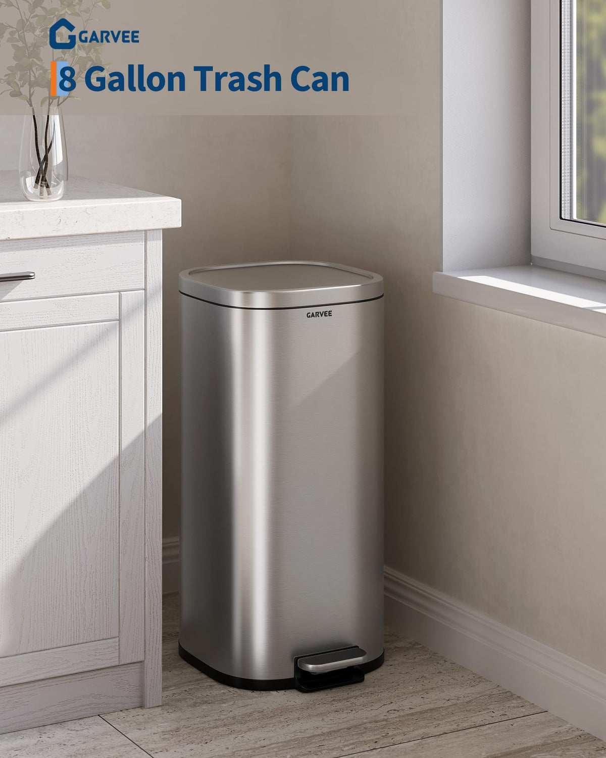 8 Gal Stainless Steel Kitchen Trash Can I83544