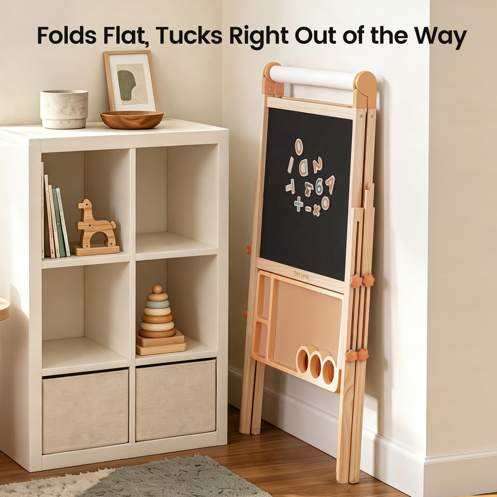 Foldable Wooden Art Easel with Chalkboard & Whiteboard R911926