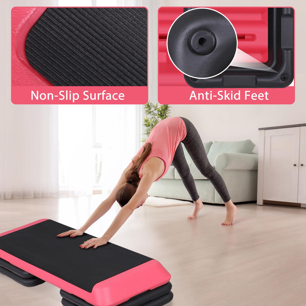 43" Adjustable Exercise Aerobic Step Platform with 4 Removable Risers F67080