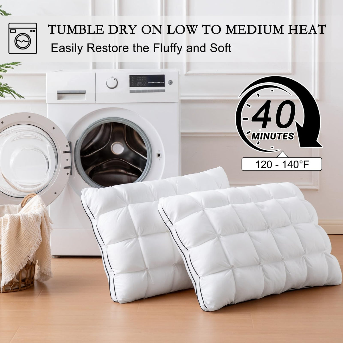 King Size Set of 2 Cotton Pillows T6849