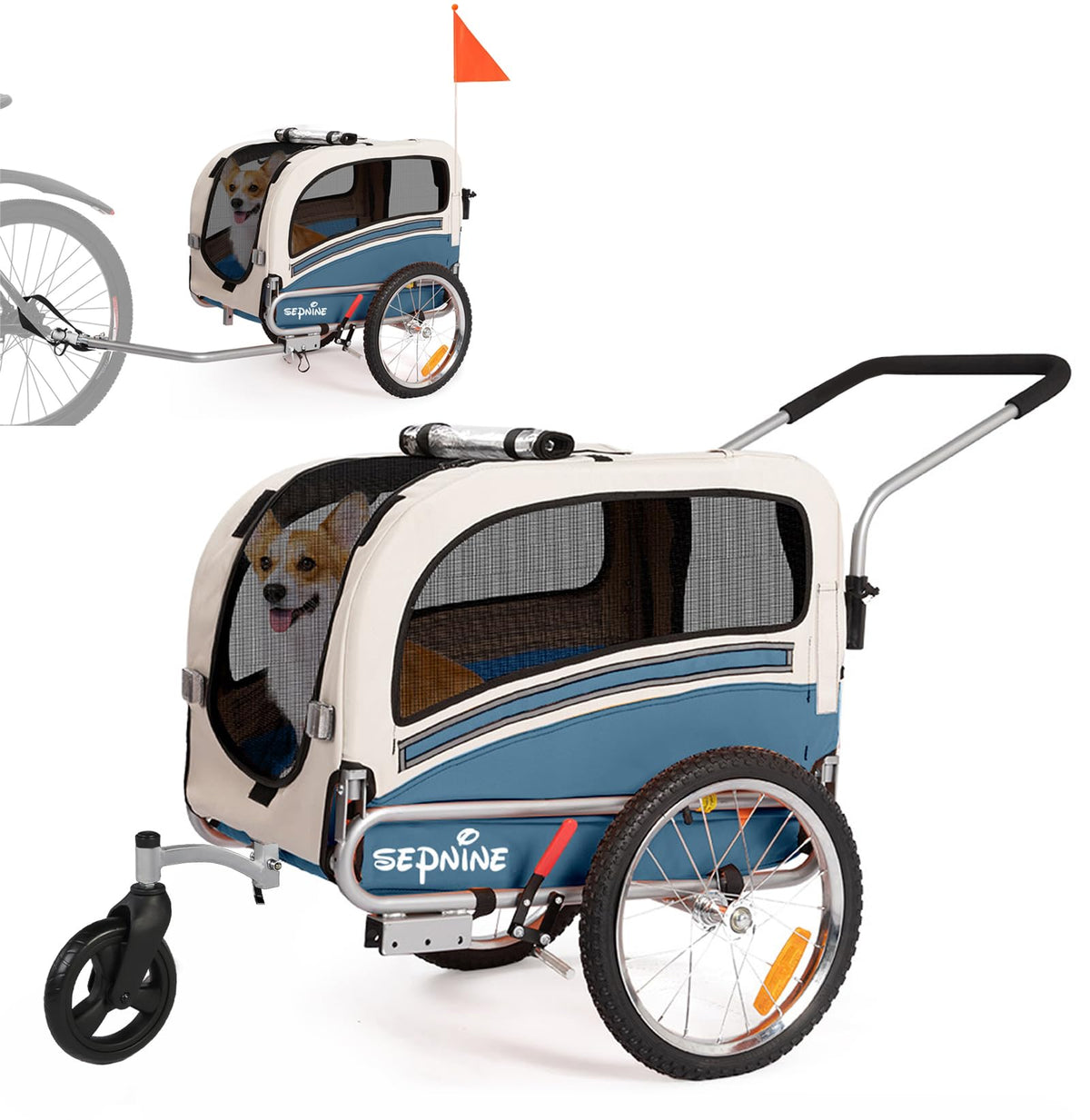 2 in 1 Pet Bicycle Trailer with 6" Stroller Wheel A10116