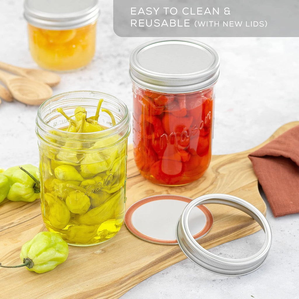 16 Oz 6-Pack Wide Mouth Glass Mason Jars with Lids M676997
