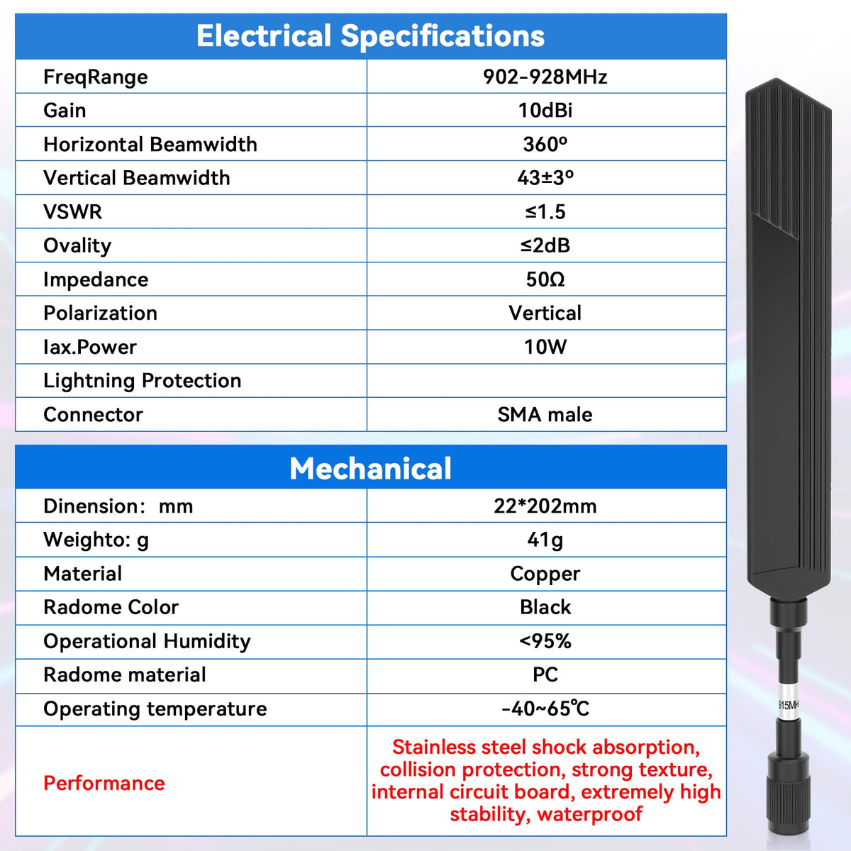 Waterproof 915MHz LoRa Antenna 10dBi Z68888