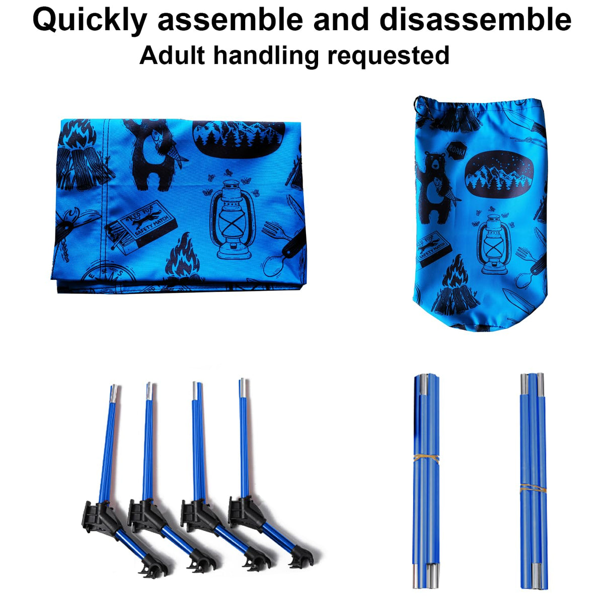 Blue Portable Folding Kids Camping Cot T690487