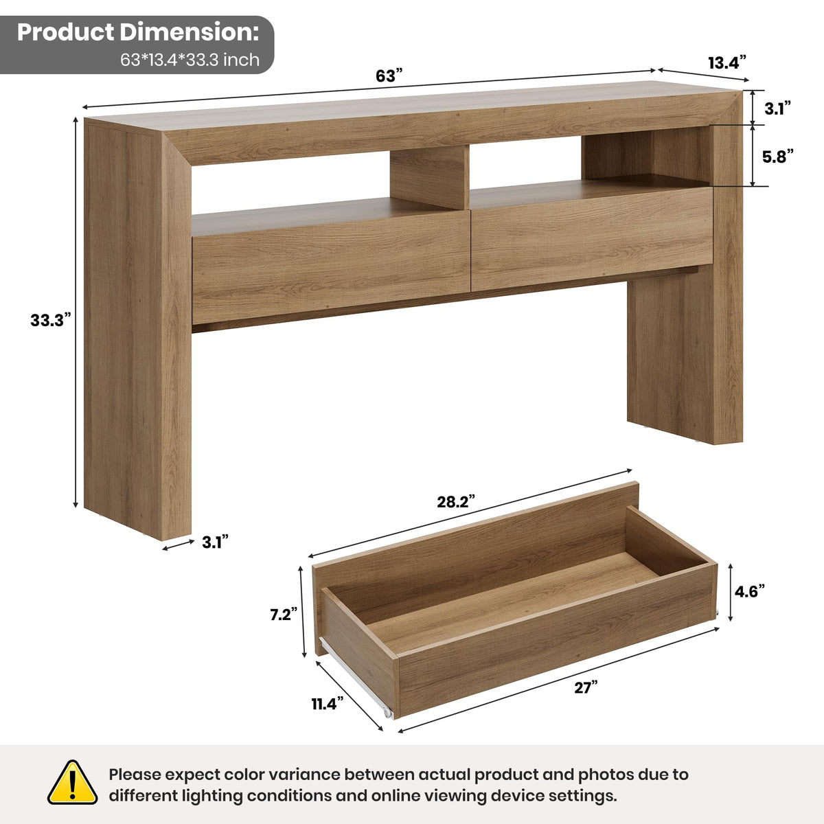 63" Console Table with 2 Drawers Q746