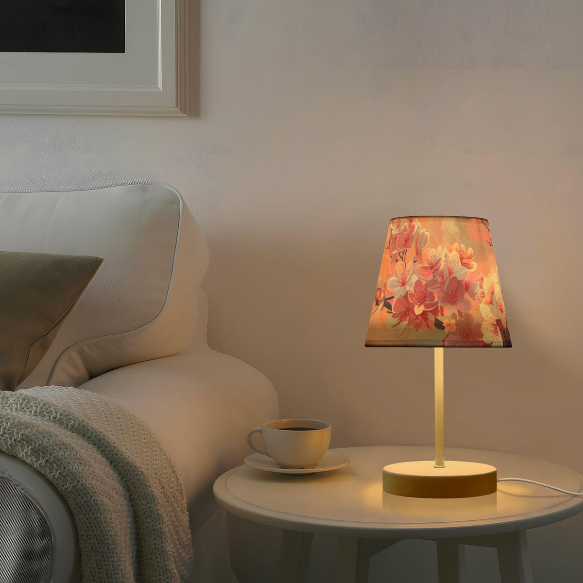 Cherry Blossoms Painting 3-Way Dimmable LED Table Lamp X135703