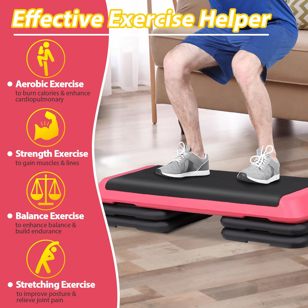 43" Adjustable Exercise Aerobic Step Platform with 4 Removable Risers F67080