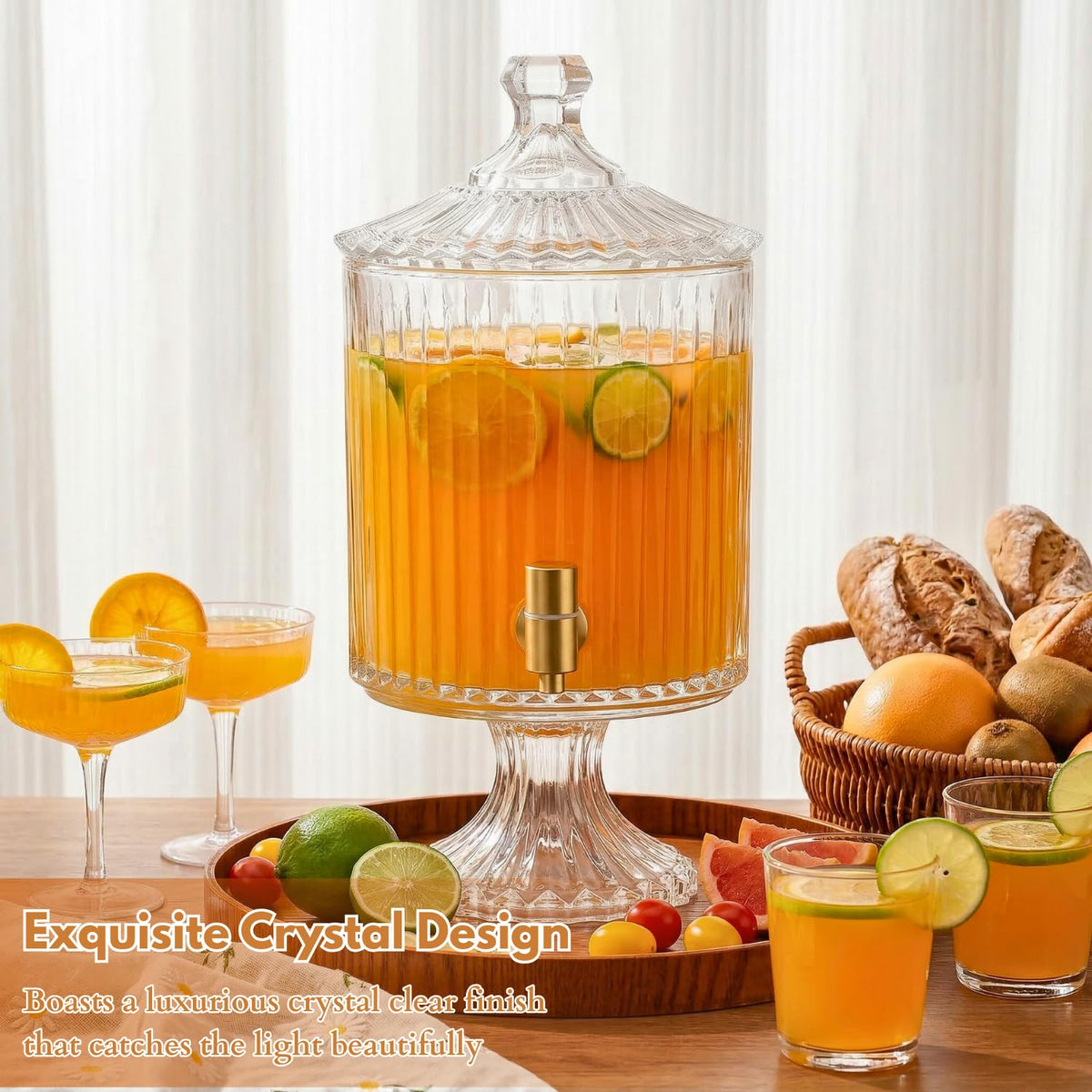 1.2 Gallon Clear Glass Drink Dispenser with Spigot E669