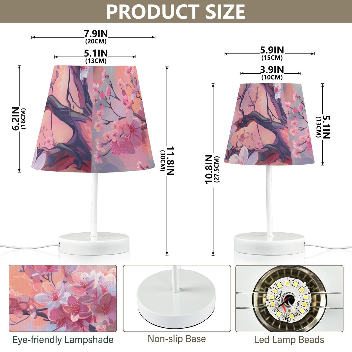 Cherry Blossoms Painting 3-Way Dimmable LED Table Lamp X135703